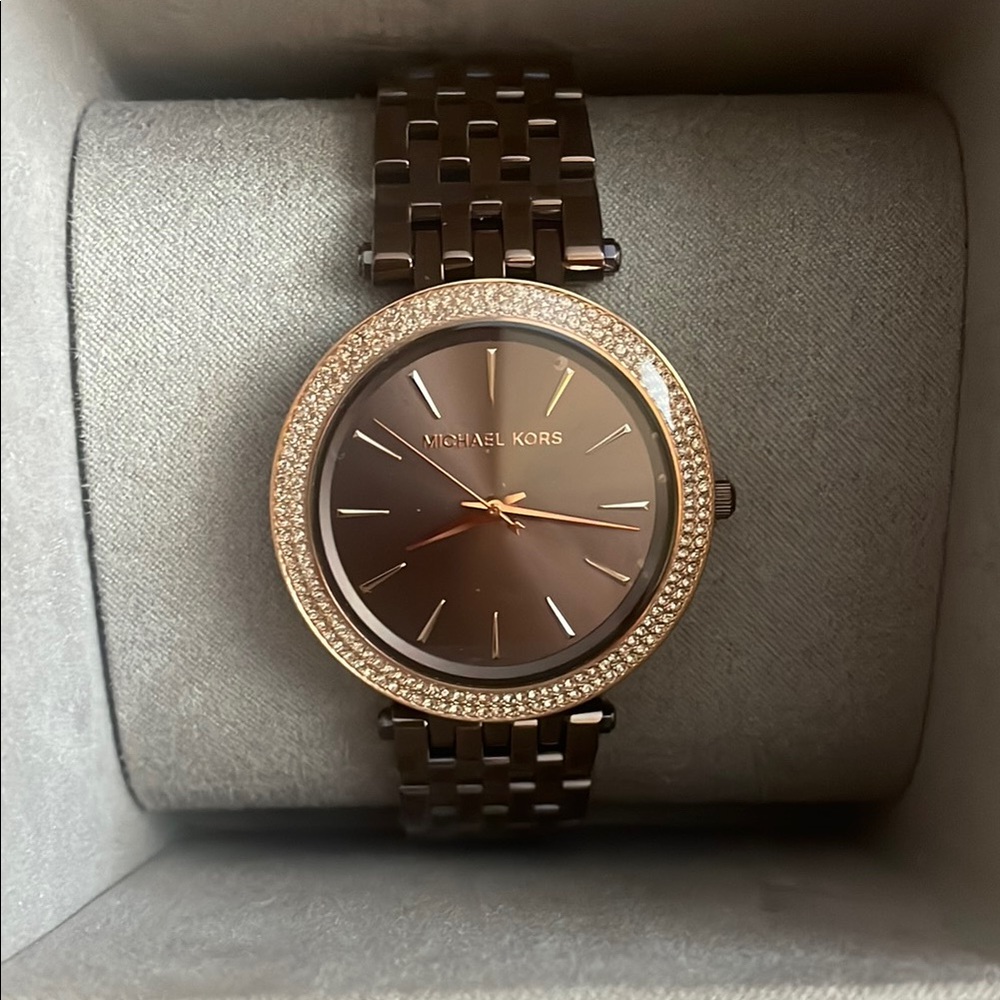 Michael Kors Gold and Brown Watch with Classic Design